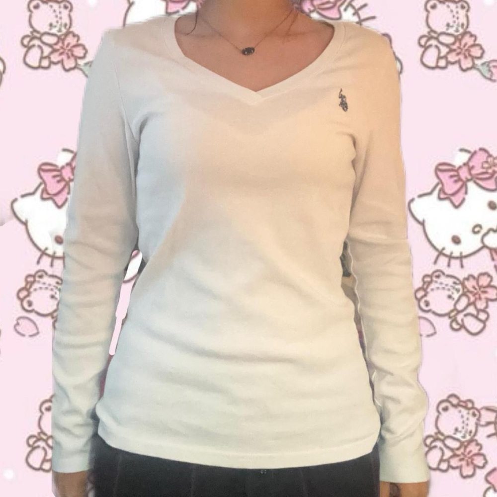 Vintage White Polo Long Sleeve